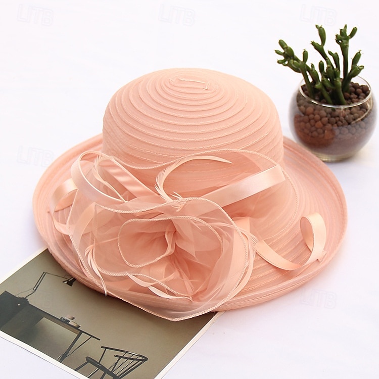 damskie organza kentucky kapelusze przeciwsłoneczne - szerokie rondo kwiatowe kapelusze kościelne kapelusz plażowy derby na przyjęcie herbaciane ślub suknia ślubna 2026 - $19.99 –P11