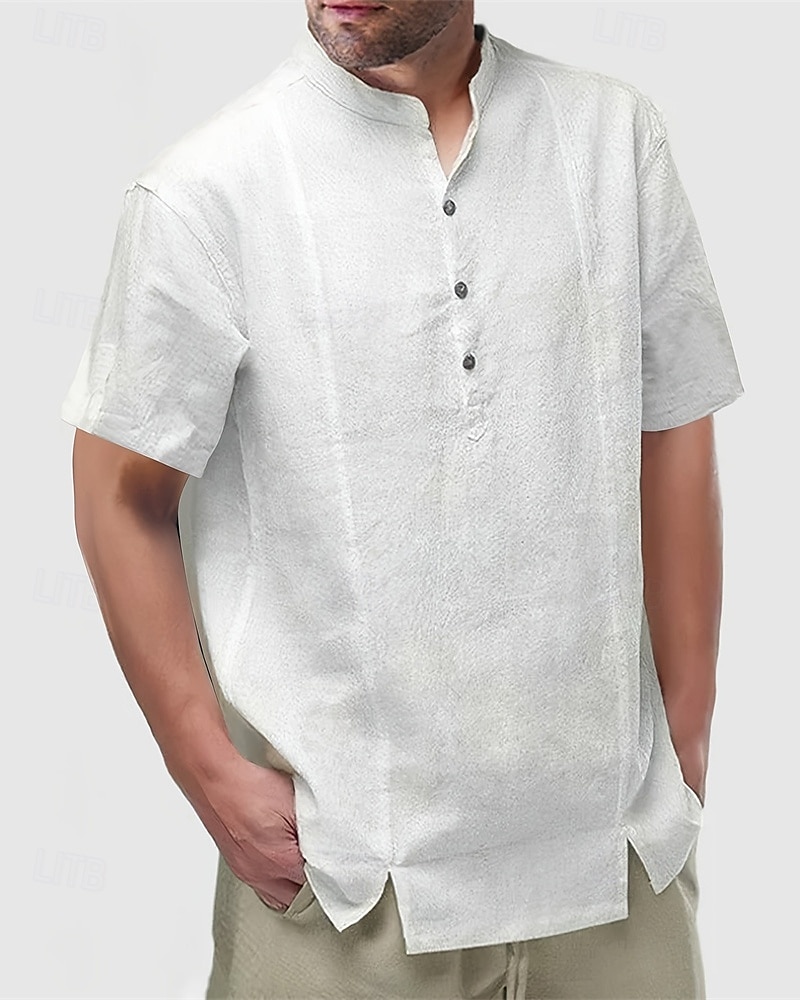 Per uomo Camicia Camicia popover Camicia Estiva Camicia casual Camicia da Spiaggia Nero Bianco Giallo Manica Corta Semplice Colletto alla coreana Vacanza Camicia hawaiana Bottoni Abbigliamento del 2025 a $24.99 –P1