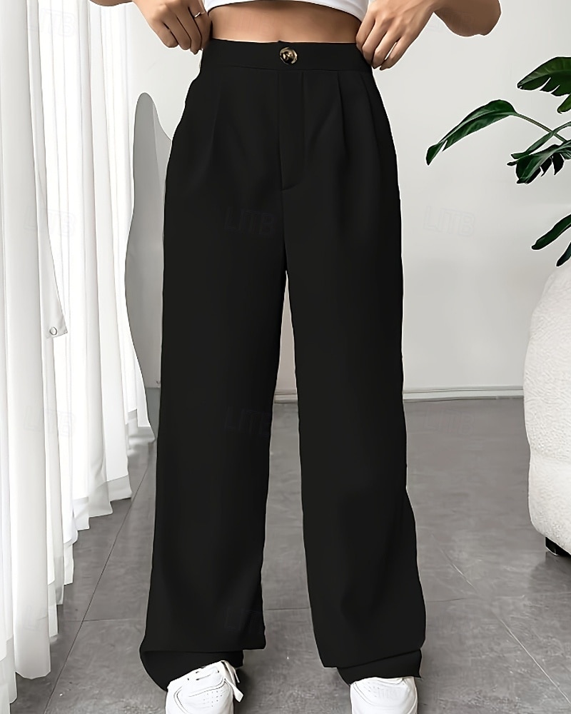 Per donna Gamba larga Pantaloni Eleganti Pantaloni Elegante Lunghezza intera Naturale Semplice Tasca Comodo All'aperto Confortevole All'aperto Ferie Weekend Verde mela Vinaccia Verde translucido del 2025 a $22.99 –P4