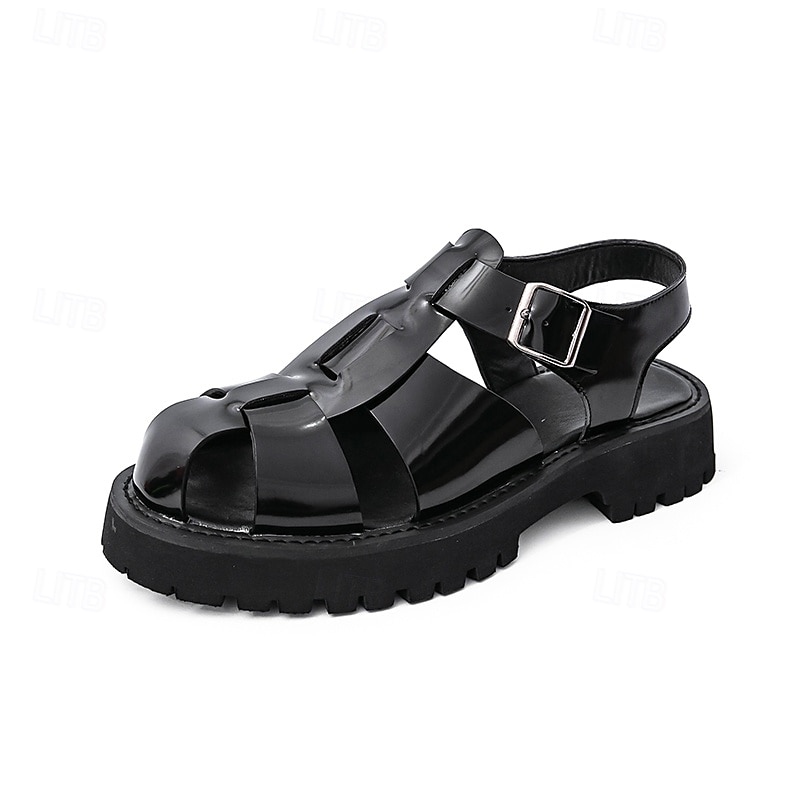 Men's Black Faux Leather Gladiator Sandals - Durable and Stylish Sandals for Summer Adventures 2026 - $59.99 –P1