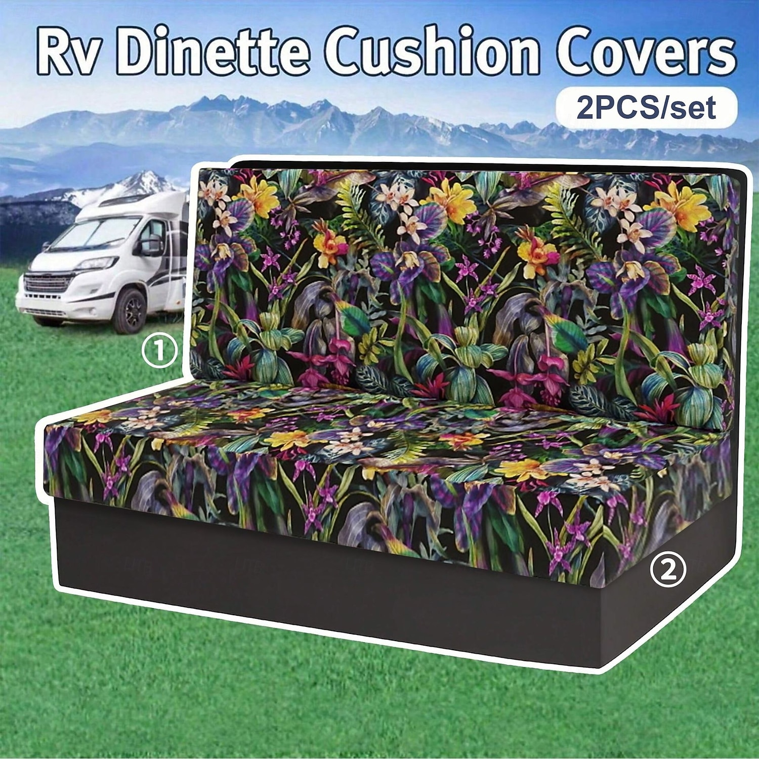 Copricuscini per dinette per camper, in seta di latte stampata, elasticizzati per tutte le stagioni, per camper - Coprisedili per furgoni da campeggio e divani per una protezione comoda e duratura del 2025 a $21.99 –P4