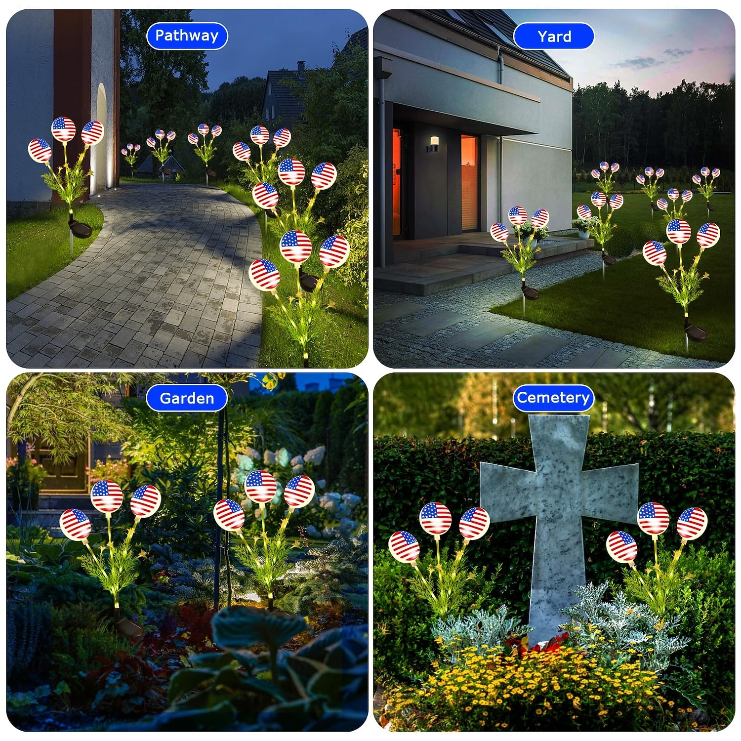 1 Pack Patriotic Outdoor Waterproof Solar Powered US Flag Ground Insertion Light July 4th Independence Day 250th Anniversary Memorial Day Garden Courtyard Path Tomb Decoration Light 2026 - $17.99 –P6