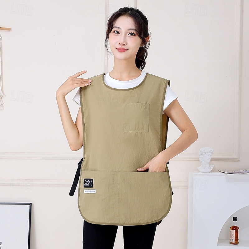 Vanntett forklevest for kjøkken, baking, frisørsalong, restaurantarbeidstøy, unisex ermeløst matlagingsforkle med lommer – enkelt moderne design 2025 - $15.99 –P8