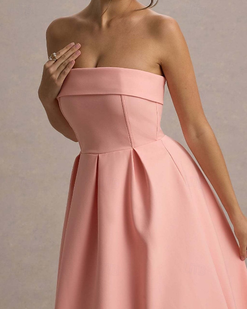 Pentru femei Rochii Midi Rochie albă Rochie de absolvire Rochie de bal Rochie de petrecere Modă Nuntă Petrecere Serată Fit regulat Simplu Fără manșon Fără Bretele Negru Alb Galben Roz Îmbujorat Vară 2025 - $31.99 –P16