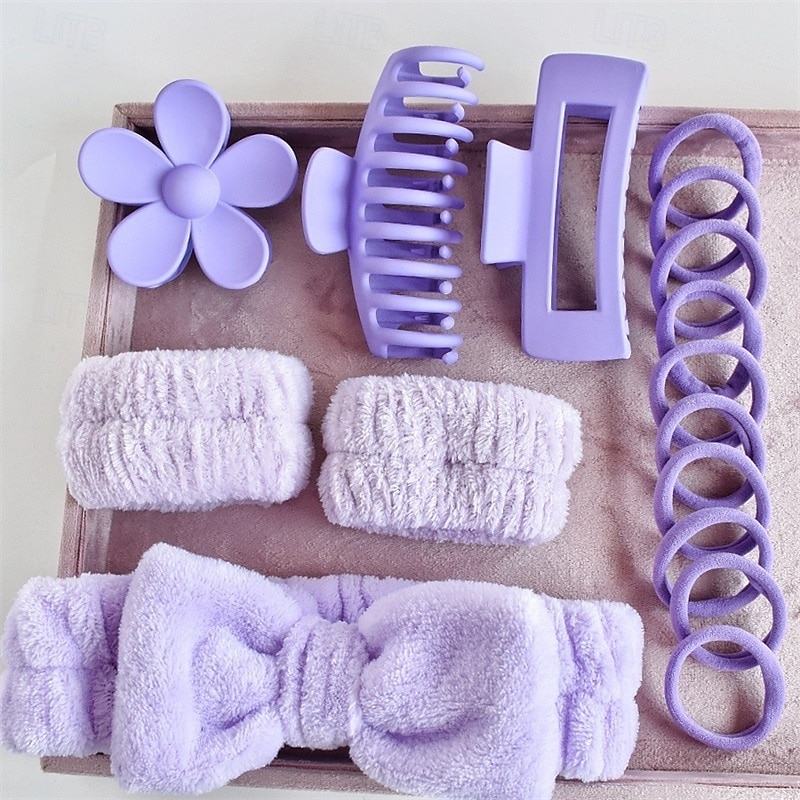 Conjunto de 16 faixas de cabeça para cuidados com a pele, conjunto de faixas de cabeça para lavagem facial, spa e maquiagem, incluindo 1 faixa de cabelo, pulseira, 3 grampos de cabelo e 10 elásticos de 2025 por $9.49 –P10