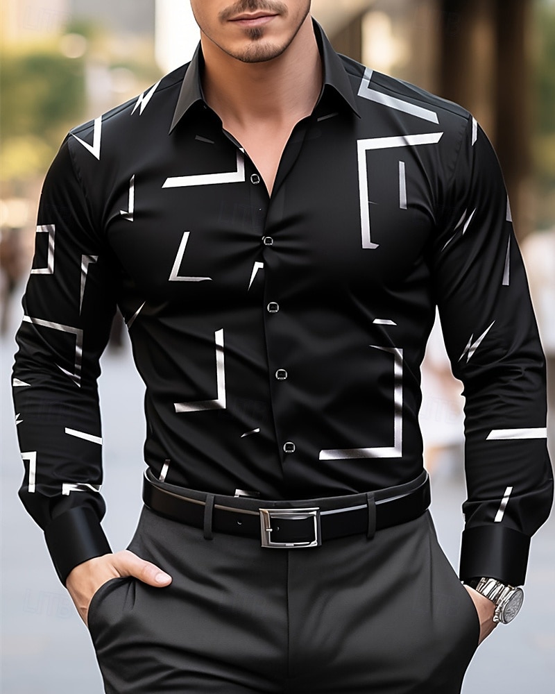 Per uomo Camicia Camicia Estiva Camicia casual Camicia da Spiaggia Camicia con Bottoni Nero Vino Manica Lunga Semplice Stampa Bavero Vacanza Camicia hawaiana Abbigliamento Poliestere Moda Casual del 2025 a $18.49 –P2