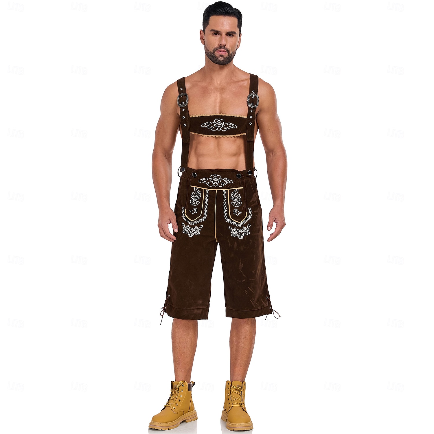 Oktoberfest Haft Lederhosen bawarski Niemiecki Monachium Łąki Męskie Impreza Festiwal Piwa Tkanina w stylu tradycyjnym 2026 - $46.99 –P4