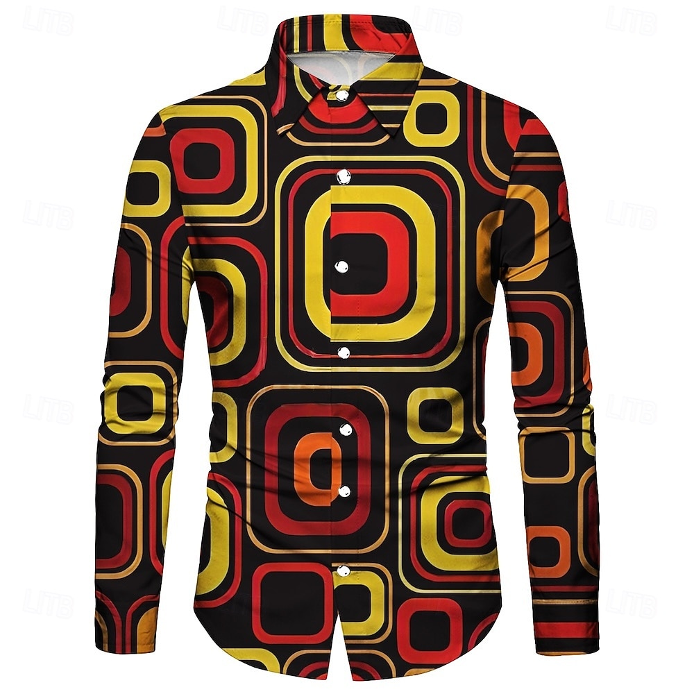 Retrò Vintage Anni '70 Camicia Disco Geometrico Psichedelico Costume Per uomo Halloween Carnevale Festival Musicale Parata dell'Orgoglio Adulti Camicia del 2026 a $23.99 –P5