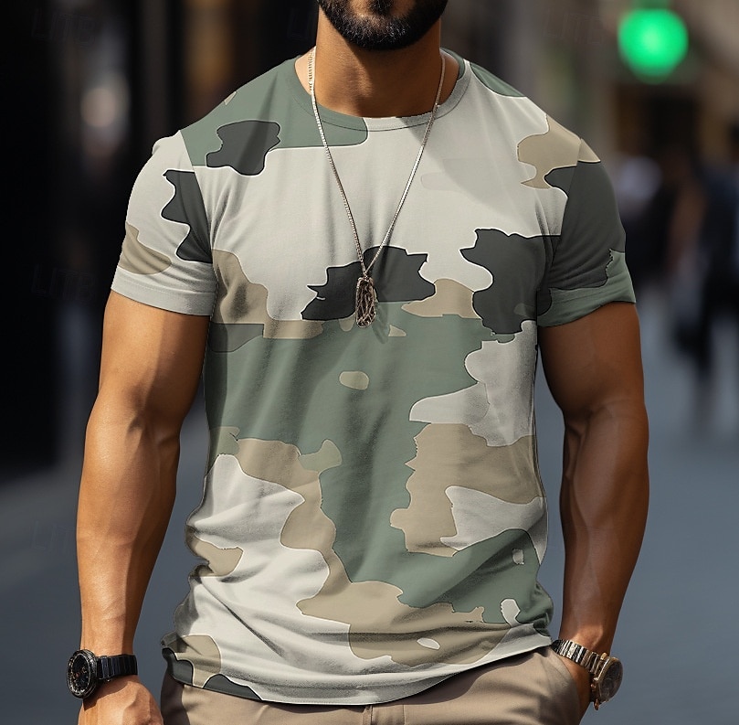 Homme T-shirt Chemise à manches courtes Manche Courte Col Rond Printemps & Automne Motif Mode Designer Imprimé Vacances Rue Sortir Vert Menthe Vert Vert clair T-shirt haut de gamme pour homme de 2025 ? $10.99 –P3