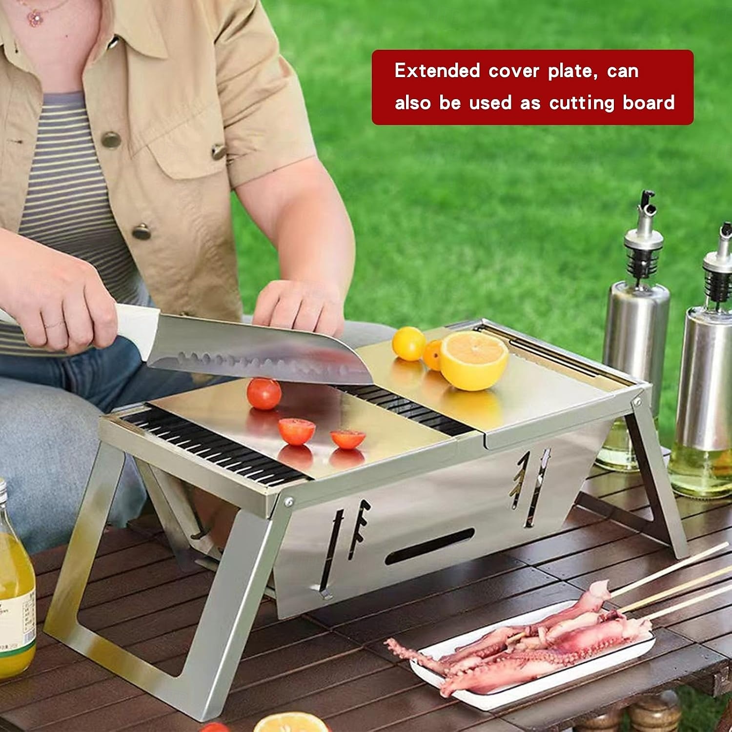 Portable Charcoal Grill, Outdoor Small Grill, Folding Stainless Steel 304 Grill for Camping, Backyard, Boat 2025 - $28.99 –P8