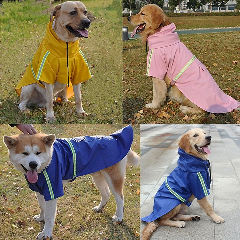2025年 犬用レインコート、防水レインポンチョ、フード付き、高反射ペットレインジャケット、リーシュホール付き、小型、中型、大型犬用 コレクション – $18.49 –P5
