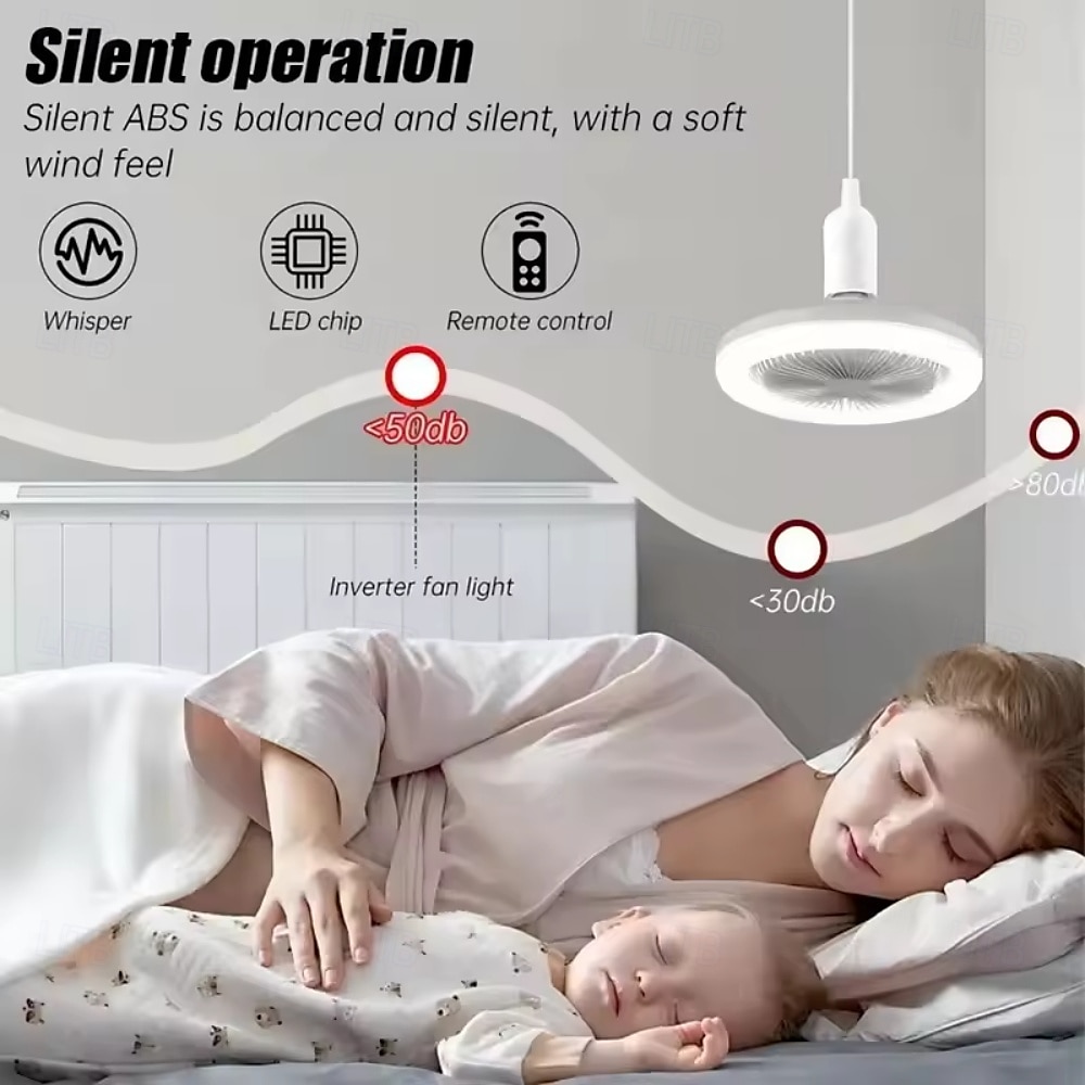 E27 LED Ceiling Fan Light Bulb with Remote Control 7.5inch 3 Color Temp Silent Dimmable Fanlight with 3 Fan Speed for Bedroom Dining Room Study 2025 - $13.49 –P4