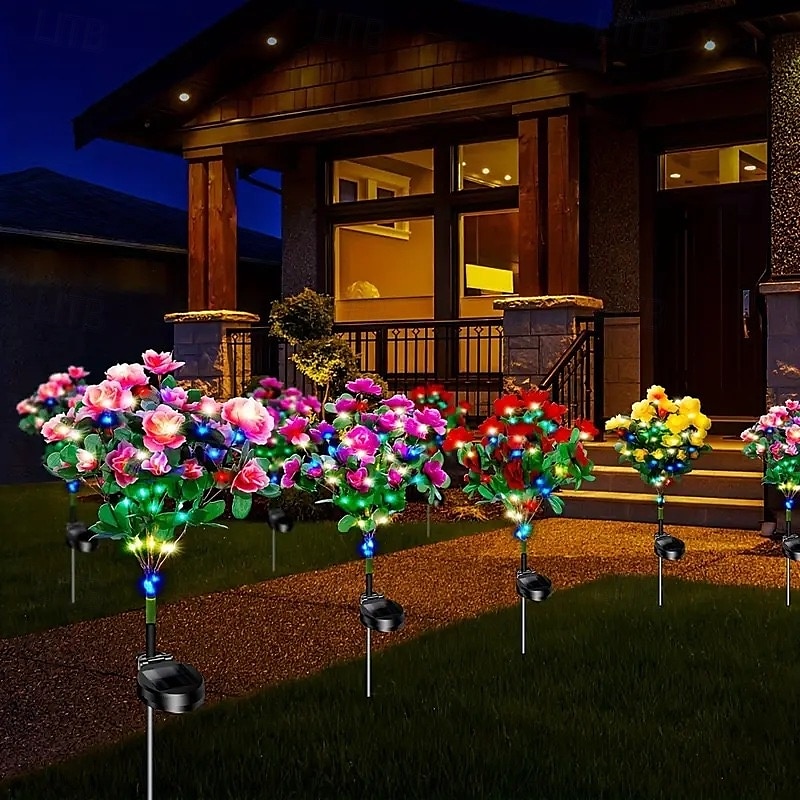 1 lampe solaire à LED de 1 W pour allée &Lanternes solaires décoratives à 2 modes, rouge, jaune, violet, 3 V, éclairage extérieur, cour, jardin, 42 LED, Noël, Thanksgiving de 2025 ? $19.99 –P11