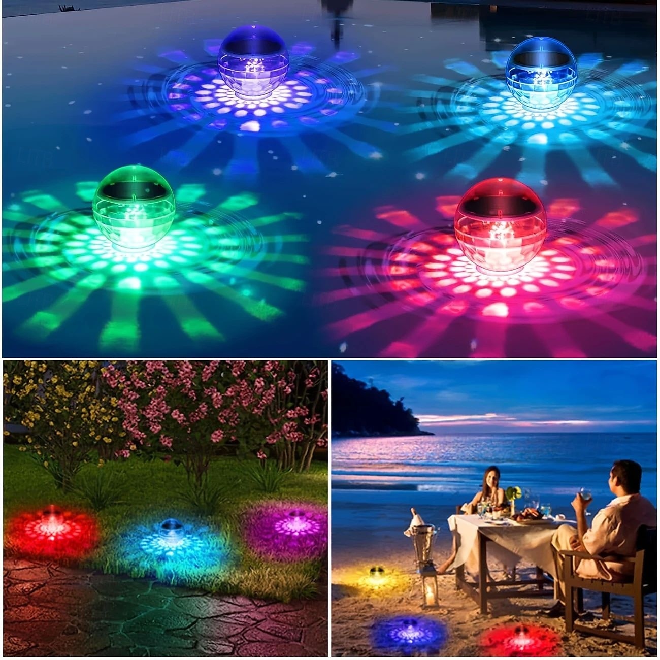2 Pcs Underwater Lights Floating Pool Light Solar LED Color Changing Light IP67 Waterproof  for Outdoor Hot Spring Ponds Gardens and Hot Tub Fountain Lights at SPA Parties 2025 - $21.99 –P6