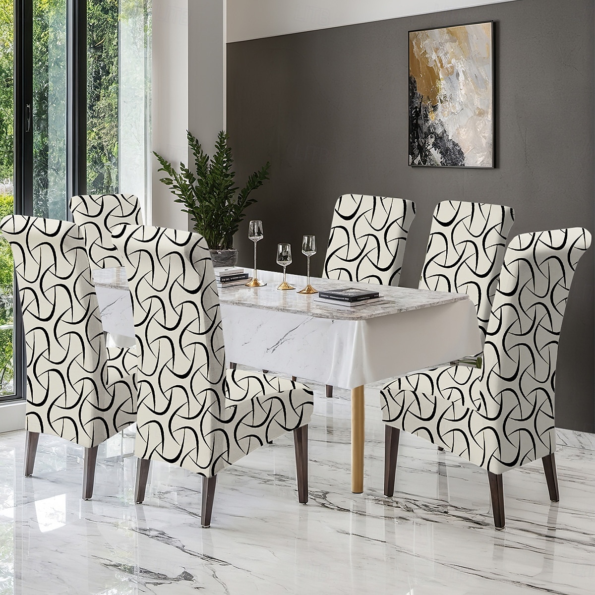 capa assimétrica para cadeira de jantar/capas elásticas para cadeira de jantar, xl/extra grande, removível, lavável e macia, capas extra grandes para cadeiras de jantar de cozinha, hotel e banquete de 2025 por $30.99 –P6