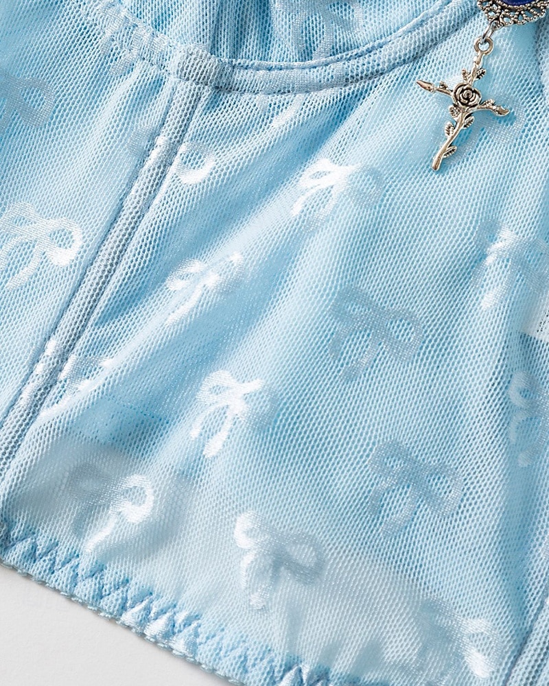 Women's Blouse Lace Tops Plain Stylish Modern Sleeveless Strap Crop Tops Holiday Going out Lace Light Blue Summer 2025 - $18.99 –P8