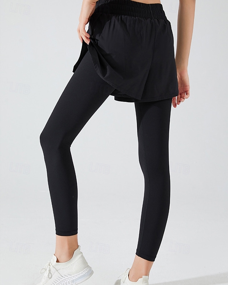 Women's Yoga Pants Yoga Leggings Drawstring Pocket 2 in 1 Pilates Fitness Yoga Pants Solid Color Black Pink Purple Spandex Sports Activewear Micro-elastic 2026 - $28.99 –P11