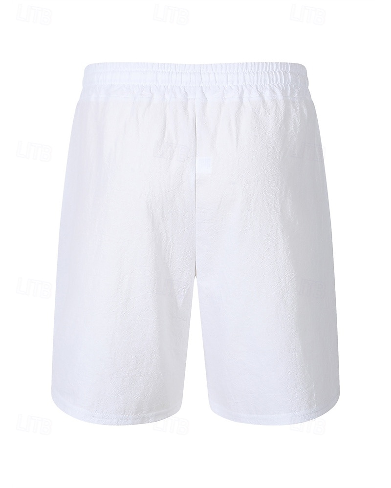 Hombre Pantalón corto Pantalones cortos de lino Pantalones cortos de verano Pantalones cortos de playa Bolsillo Correa Cintura elástica Plano Comodidad Transpirable Corto Vacaciones Festivos Playa 2025 - $22.99 –P3