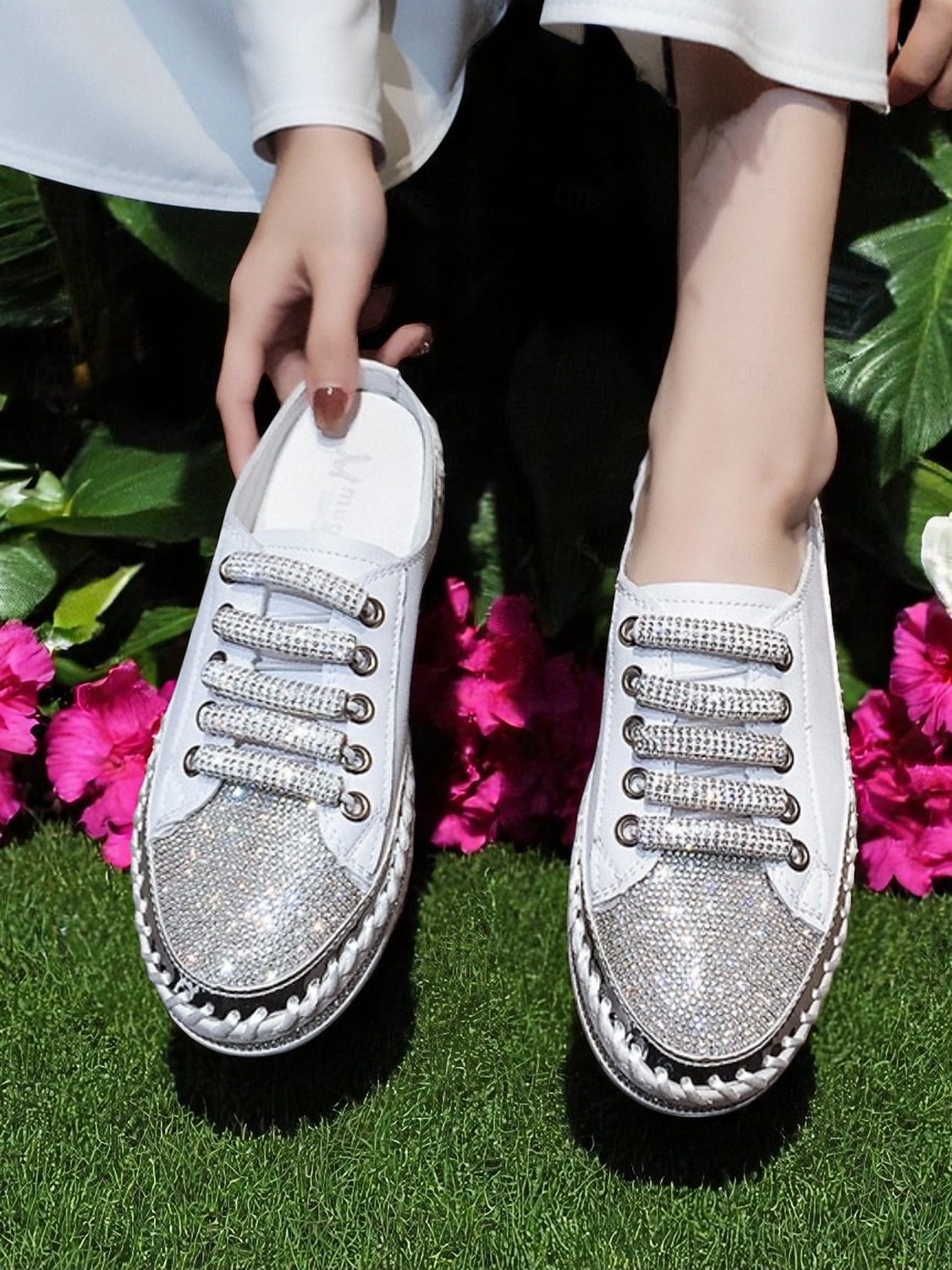 женские серебристые металлические кроссовки-слипоны с блестками, повседневная обувь на платформе для повседневной носки и свиданий 2026 - $46.99 –P2