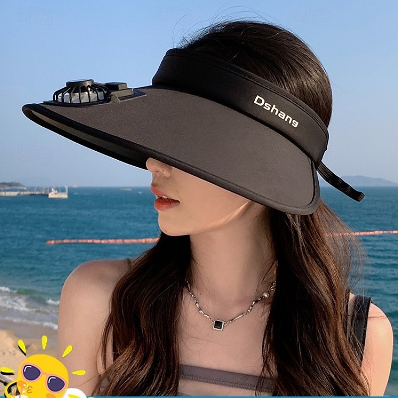 1 Pc Women's USB Rechargeable Fan Hat Sunscreen Hat Beach Vacation Camping Wide brimmed Sunscreen Hat 2025 - $21.99 –P1
