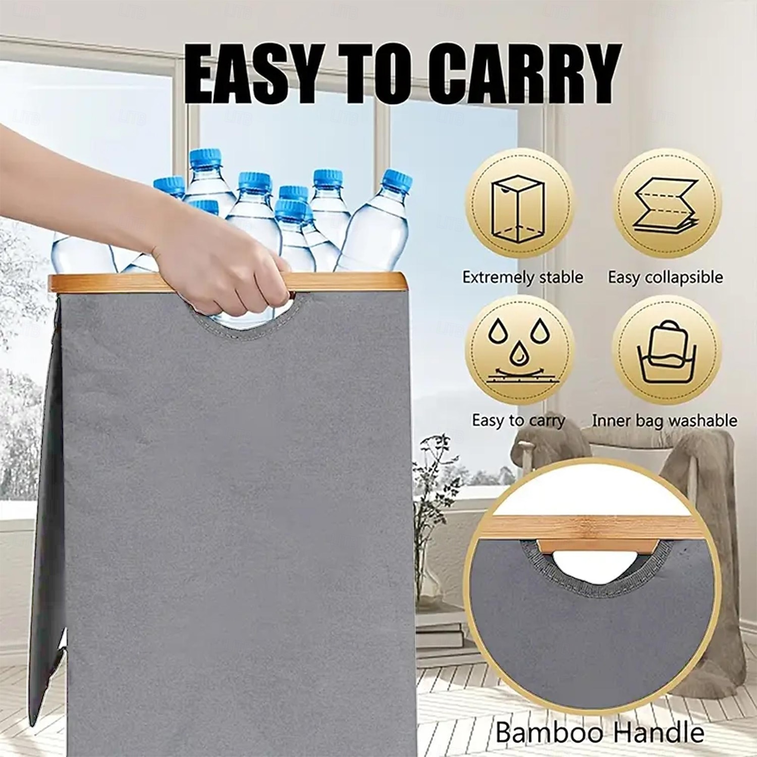Poubelle de recyclage à double trou en tissu Oxford, panier à linge à cadre en bambou de 140 l avec couvercle et 2 sacs intérieurs en polyester, poubelle d'intérieur pliable et conteneur de recyclage de 2025 ? $35.99 –P2