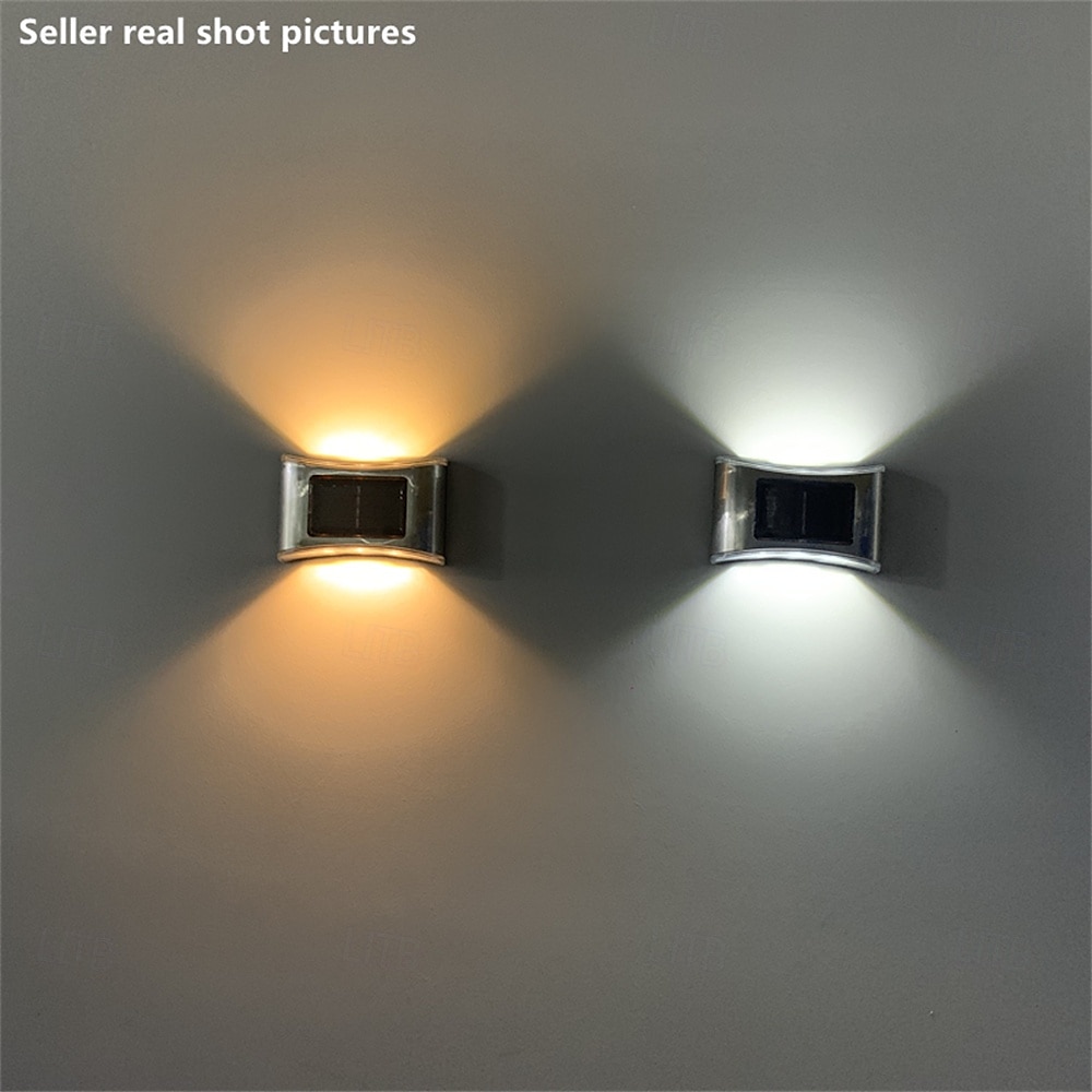Luminária de parede solar externa de aço inoxidável 6led, à prova d'água, para varanda, pátio, pátio, cerca, decoração noturna, fácil instalação, decoração de jardim, luminária de parede solar externa de 2025 por $14.99 –P9