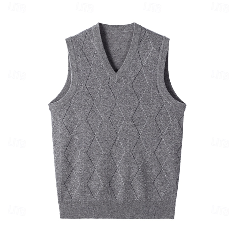 Herren Pullunder Stricken Jacquard Geometrisches Muster V Ausschnitt Täglich Westen Urlaub Heim Bekleidung Ärmellos Sommer Frühling Schwarz Khaki S M L 2025 - $57.99 –P3
