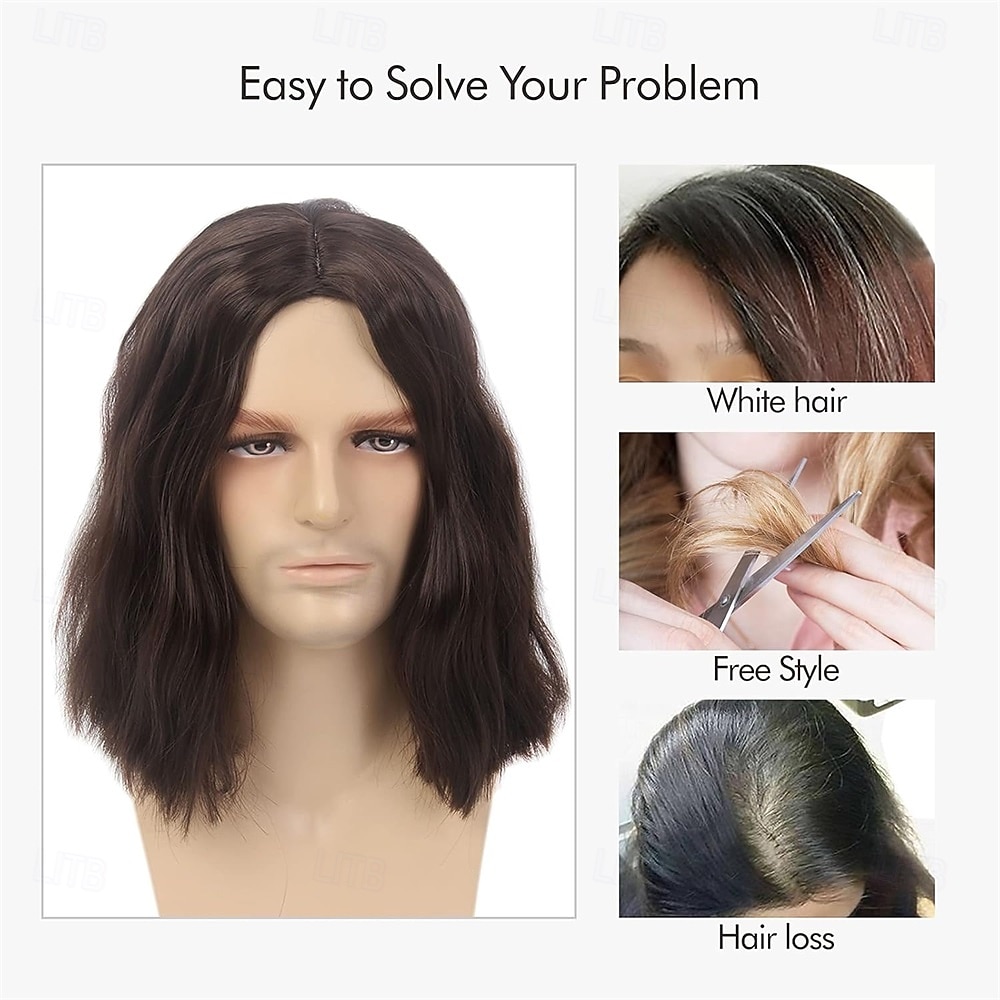 2026年 パーティー用ロングウェーブメンウィッグ 男性用カーリーウィッグ 男性ヒッピーロッキン70年代80年代テーマパーティーコスプレ衣装 アニメ耐熱合成髪ウィッグ キャップ付きハロウィンウィッグ  コレクション – $24.99 –P7