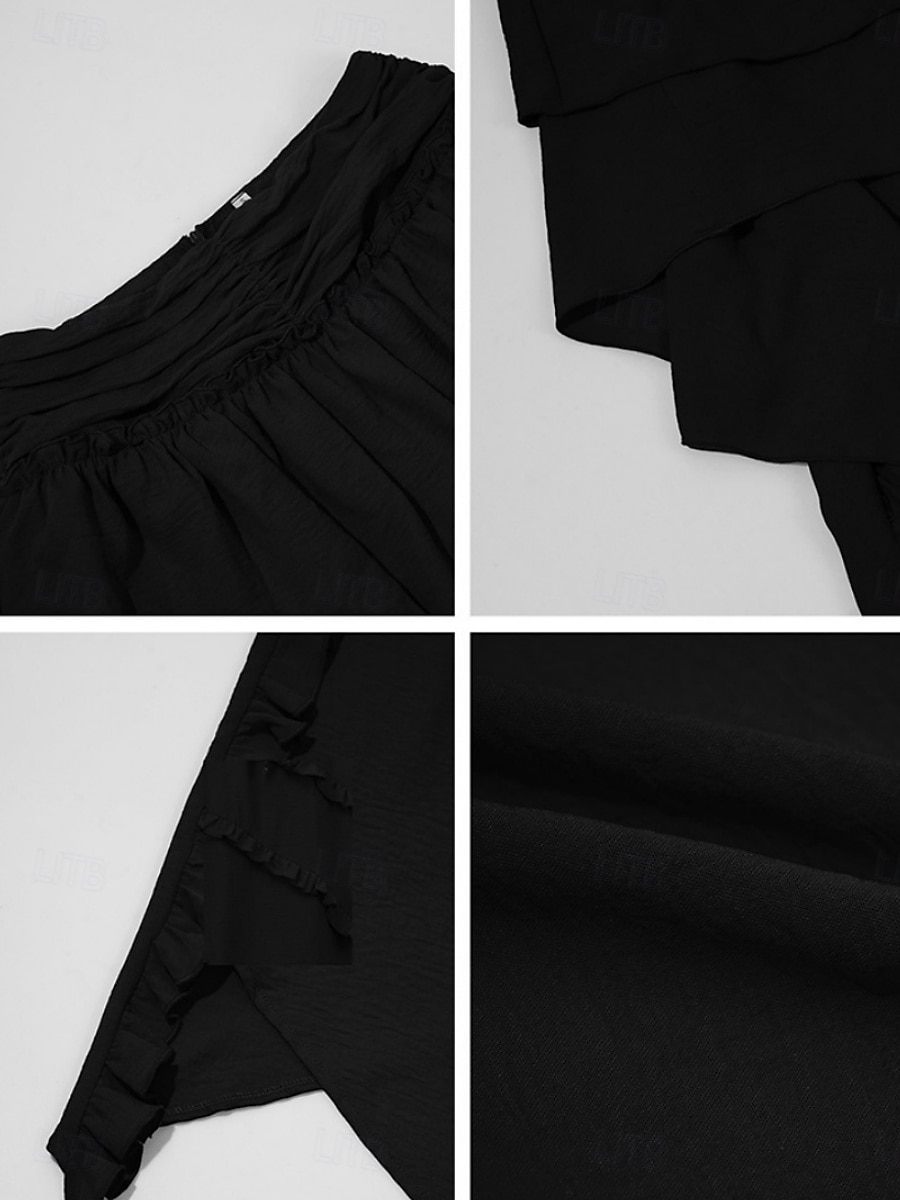 Ženská sukně A-line jednobarevná módní casual mini sukně s vysokým pasem jednoduše řasení vrstvené mikro-elastická dovolená street černá bílá červená modrá léto polyester 2025 - $37.99 –P26