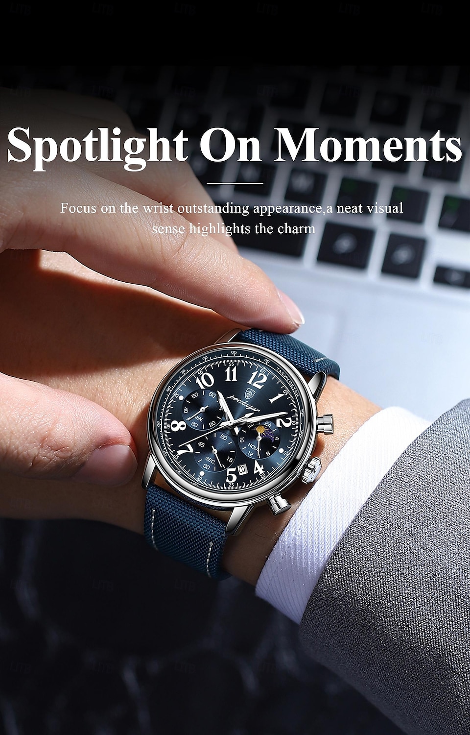 sporthorloge voor heren waterdicht lichtgevend chronograaf datum herenhorloges kwarts nylon leren herenklok 2025 - $31.99 –P2