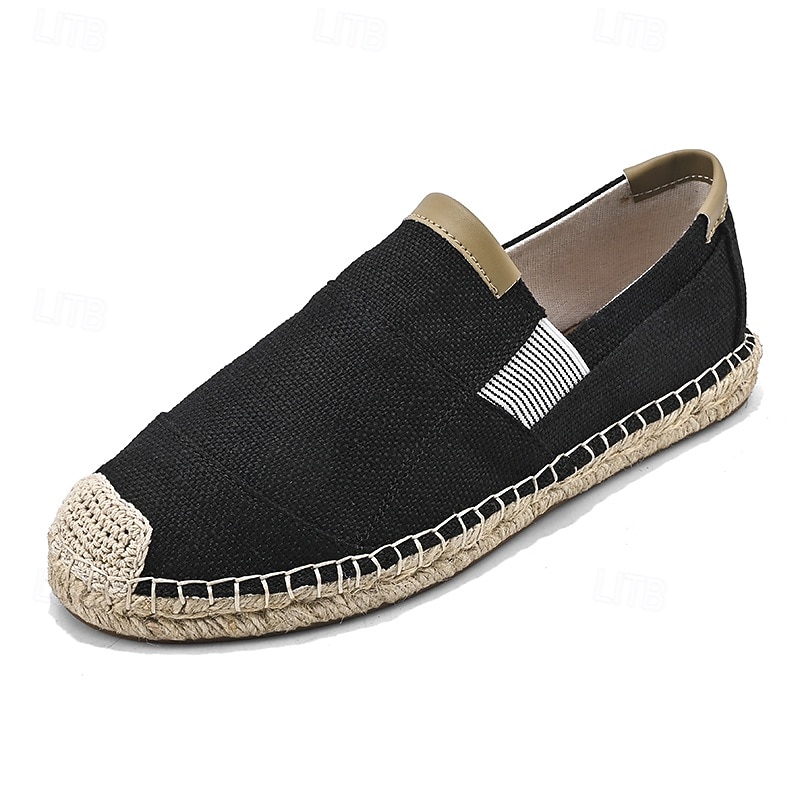 męskie czarne espadryle wsuwane z podeszwą jutową - casualowe, wygodne obuwie letnie do noszenia na co dzień 2026 - $46.99 –P2