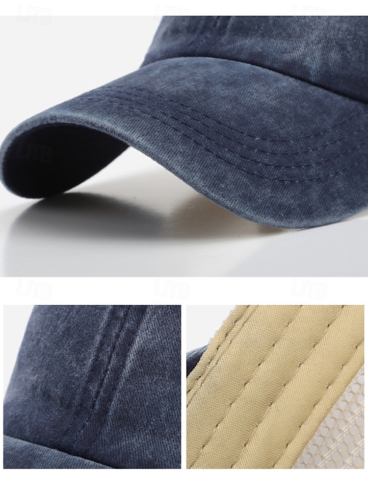 Herr vintage truckerkeps med meshrygg – justerbar basebollkeps i tvättad bomull för utomhussport, resor och vardagskläder 2025 - $11.99 –P9