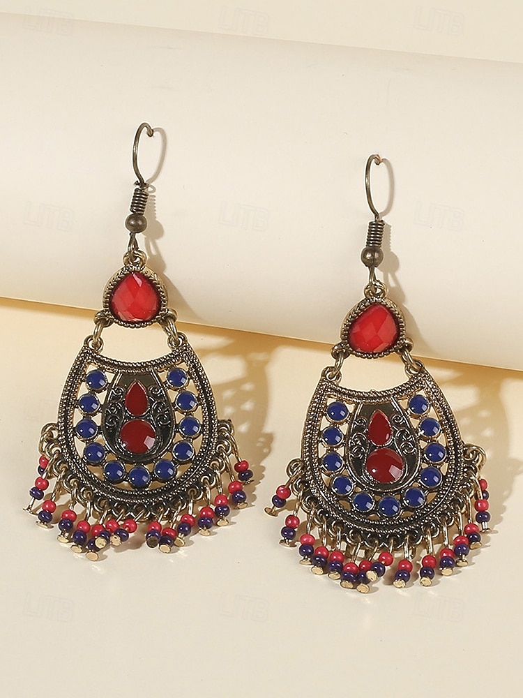 Women's Bohemian Teardrop Dangle Earrings – Vintage Tribal Style with Beaded Fringe, Lightweight Statement Jewelry for Parties and Festivals 2026 - $9.99 –P7