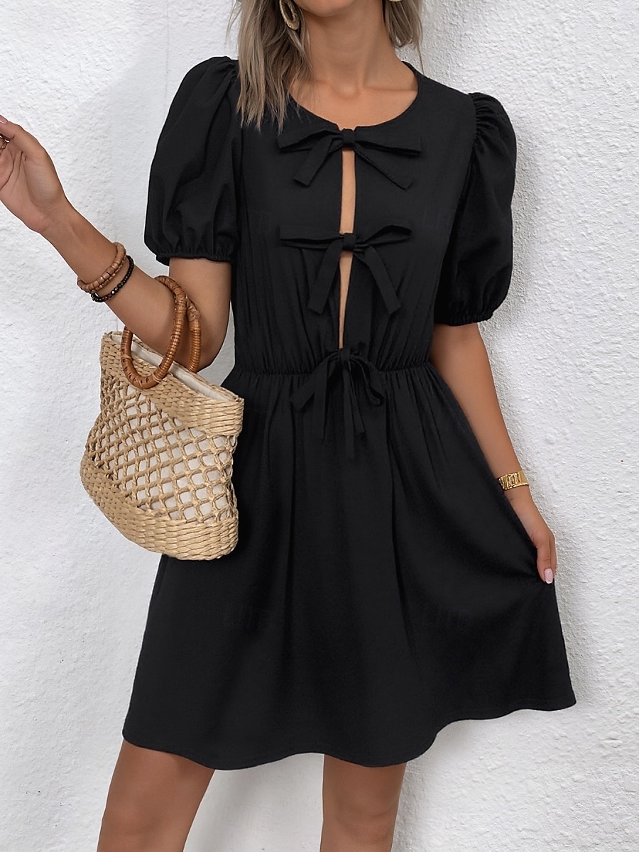Pentru femei Rochie Mini Rochie A line Rochie de vară Casual Zilnic Fit regulat Grafic Dungi Manșon scurt Stil Nautic Negru Albastru piscină Vară 2025 - $27.99 –P8