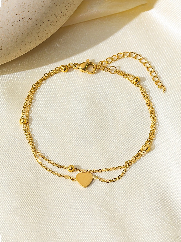 Ensemble collier et bracelet pendentif cœur en or pour femme – chaîne délicate à plusieurs niveaux avec perles, bijoux romantiques élégants pour cadeaux, mariages et usage quotidien de 2025 ? $9.99 –P6