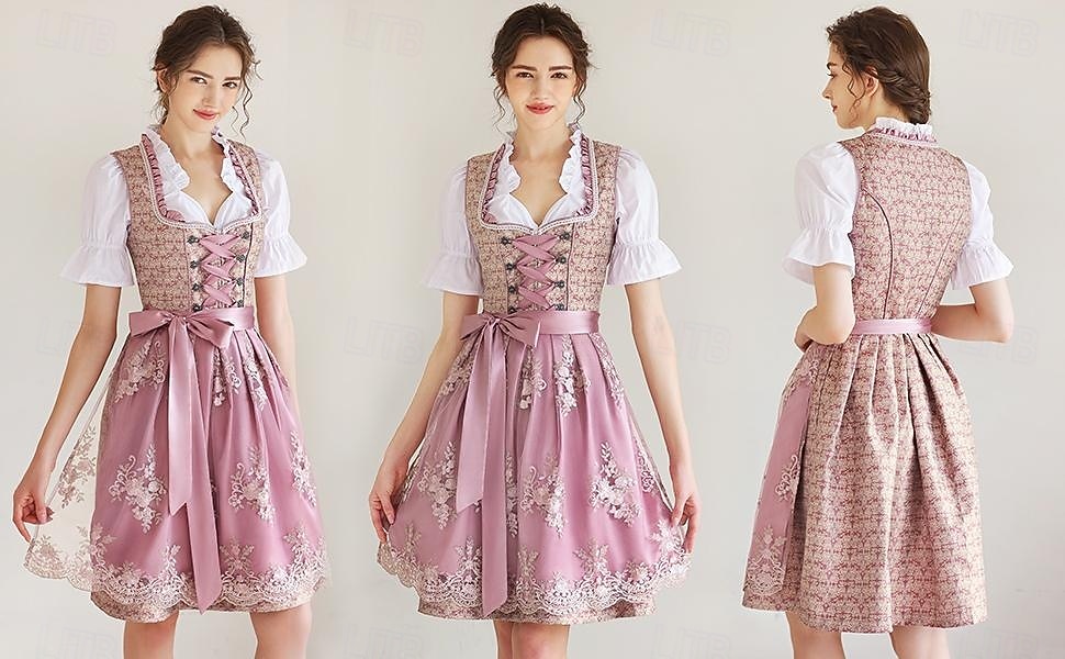 Oktoberfest Lace Dress Dirndl Dirndl Blouse Maid Bavarian German Munich Wiesn Women's Carnival Beer Festival Traditional Style Cloth 2026 - $72.99 –P1