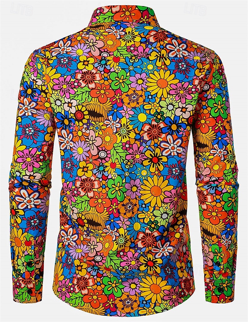 Retro Cikánský 70. léta Tričko Hippie Květinový Maškarní kostým Pánské předvečer Všech svatých Karneval hudební festival Retro tematická párty Dospělé Tričko 2025 - $27.99 –P8