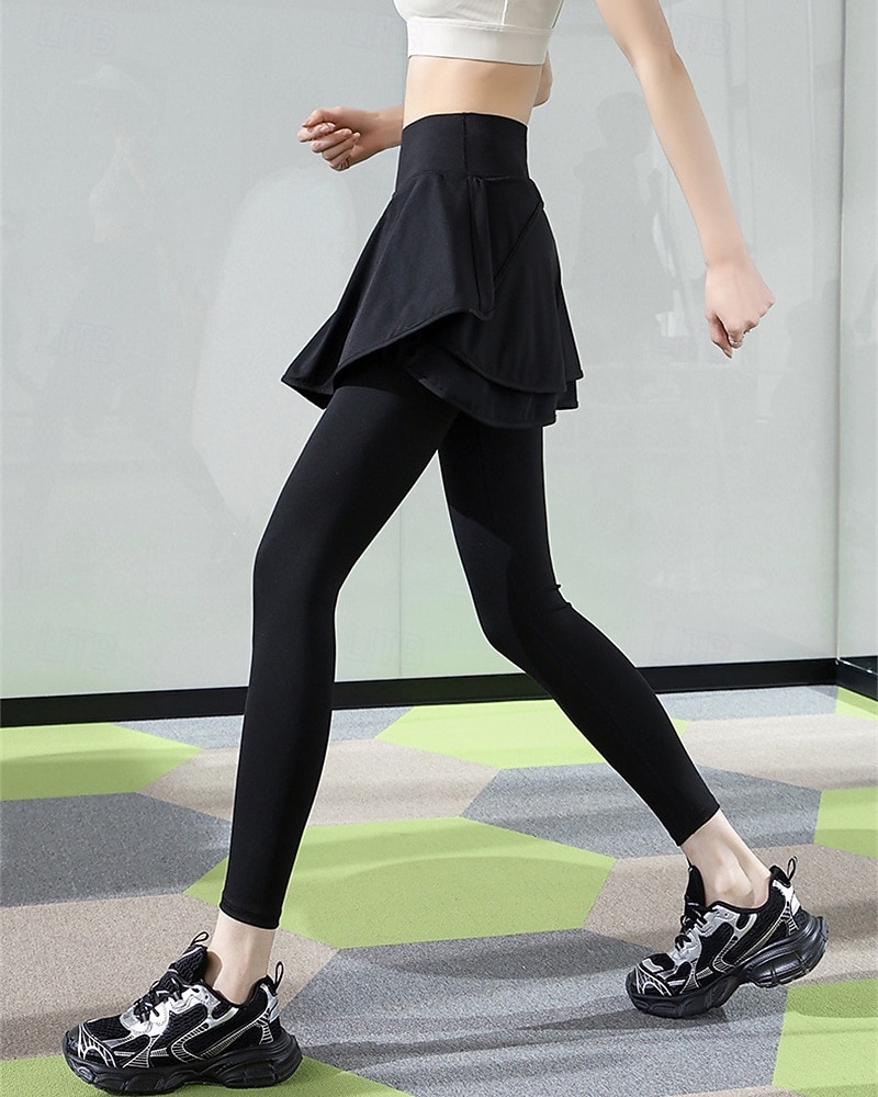 Dame Ensfarget Uformelt skjørt Tennisskjørt med leggings Drapering Sidelommer Hurtigtørkende Tennis Golf Pickleball Bunner Svart Hvit Blå Spandex Tennis klær 2026 - $26.99 –P4