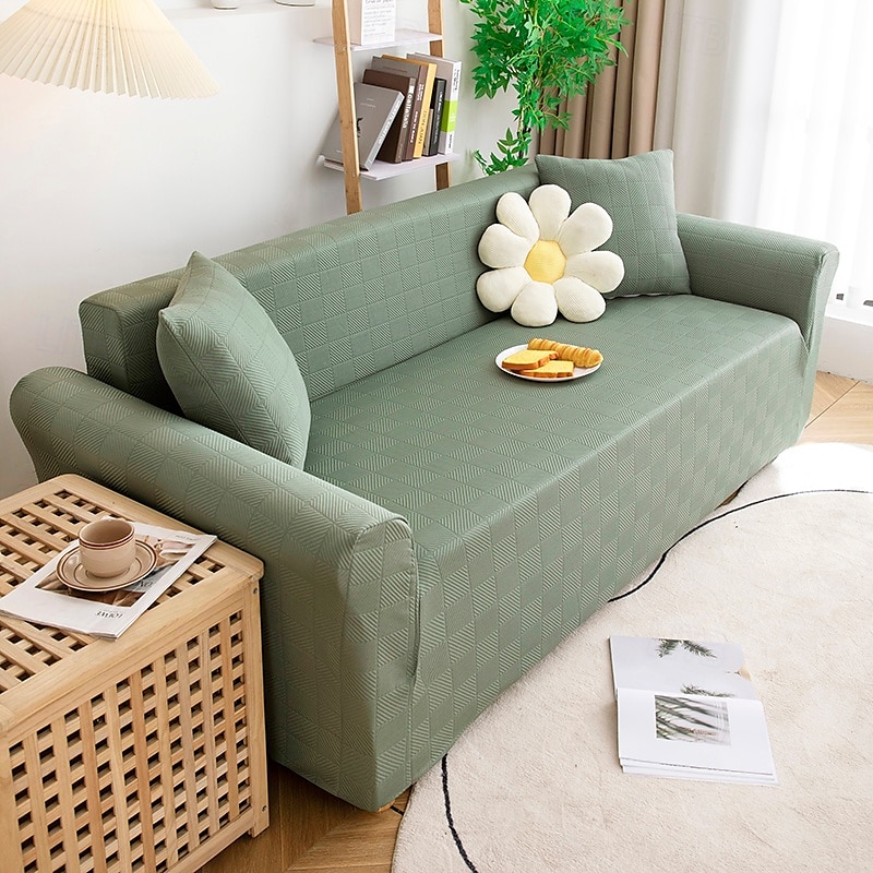 Stretch Sofa Cover Slipcover Elastic Sectional Couch Armchair Loveseat 4 or 3 seater L shape Jacquard Grey Water Repellent Plain Solid Soft Durable Washable 2025 - $45.99 –P12