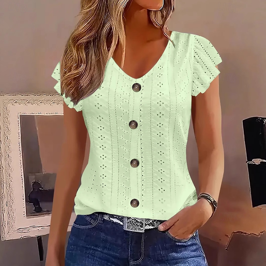 Pentru femei Camisole Tank Top Simplu Elegant Casual Fără manșon În V Topuri obișnuite Zilnic Concediu Dantelă Alb Galben Roz Îmbujorat Albastru piscină Gri Vară Primăvară 2025 - $17.99 –P5