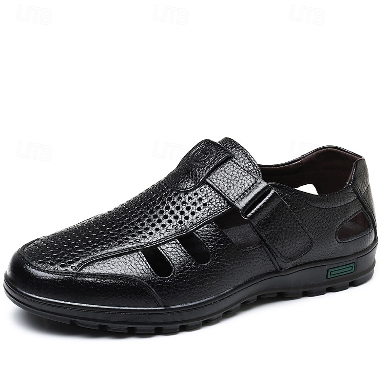 Men's Sandals Walking Casual PU Leather Breathable Comfortable Slip Resistant Buckle Black Brown Summer Spring Fall 2026 - $46.99 –P1