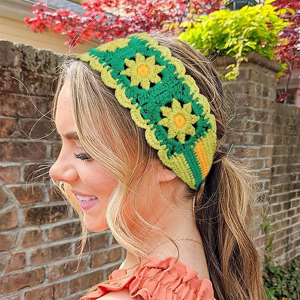 Bandane per capelli hippie, fasce per capelli da donna, fasce boho, fasce per capelli in maglia, fascia floreale per ragazze del 2025 a $11.49 –P4