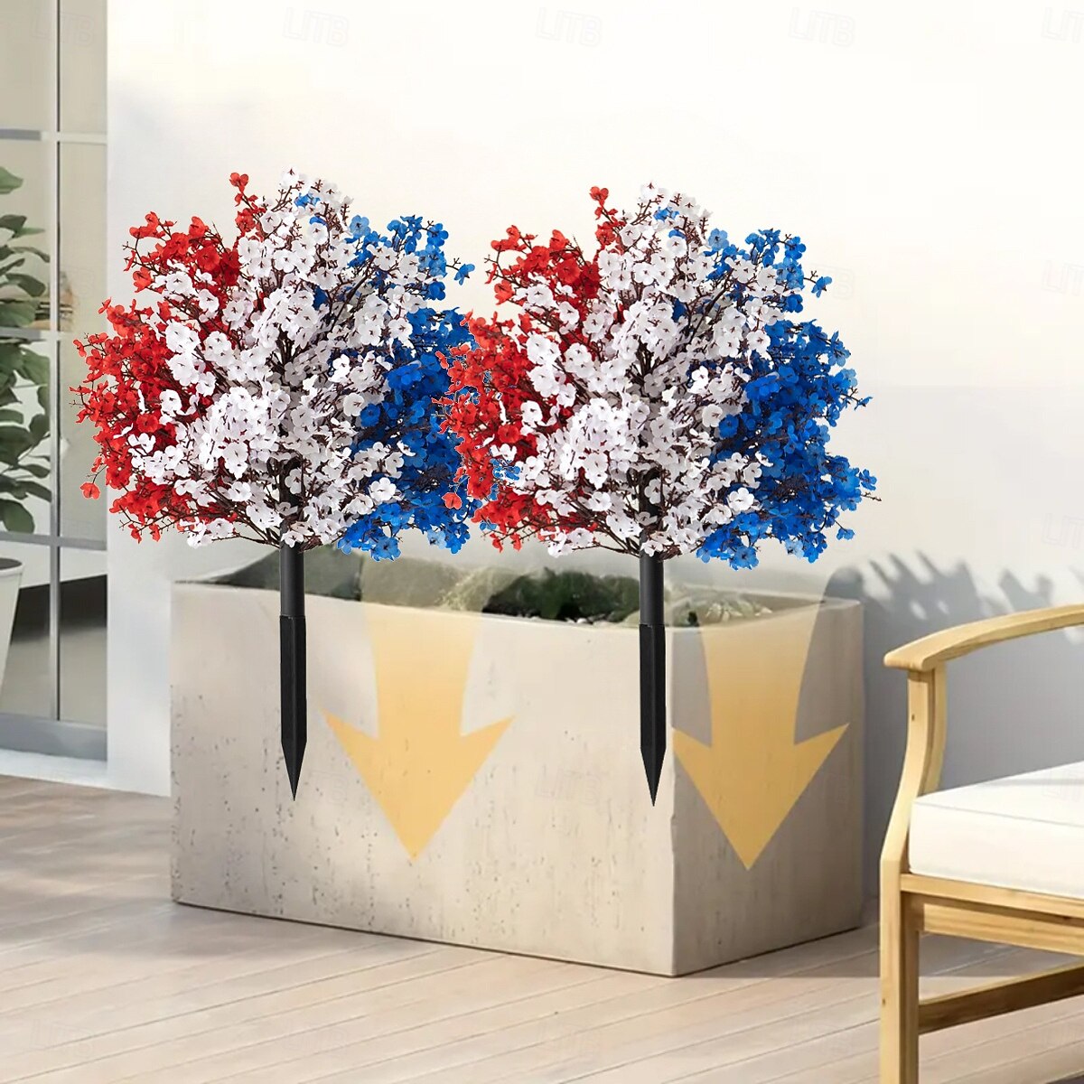 Patriotic Artificial Flower Stakes, 4th of July Red White Blue Gypsophila with Flags and Ground Picks, Memorial Day Grave and Yard Decorations for Veterans Day, Independence Day Decor 2025 - $34.99 –P4