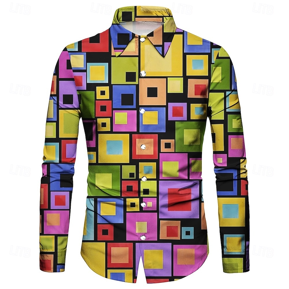Retrò Vintage Anni '70 Camicia Disco Geometrico Psichedelico Costume Per uomo Halloween Carnevale Festival Musicale Parata dell'Orgoglio Adulti Camicia del 2026 a $23.99 –P5