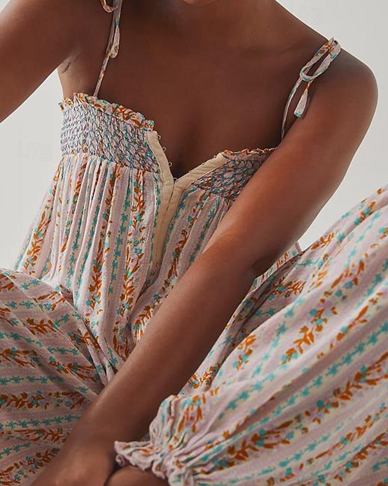 Damen Normal Overall Streetwear Blumen Ärmellos U-Ausschnitt Druck Täglich Wochenende Normale Passform Schwarz Weiß Purpur Sommer 2026 - $31.99 –P20