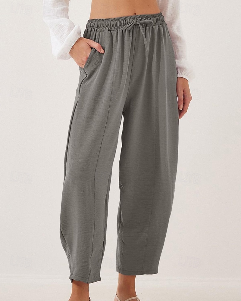 Жен. Брюки Мода Уличный стиль Полная длина Средняя талия Полотняное плетение Карман Эластичный шнурок На открытом воздухе Удобный на открытом воздухе Отпуск 2026 - $22.99 –P1