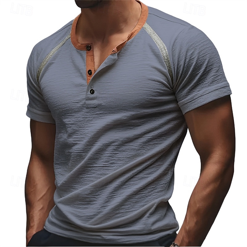 Pánské Tričko Tričko Henley Trička Tričko s krátkým rukávem Krátký rukáv Henley Léto Bez vzoru Módní Designové Základní Slátanina Knoflíky Dovolená ulice Jdeme ven Bílá Vodní modrá Trávová zelená Top 2025 - $15.49 –P5