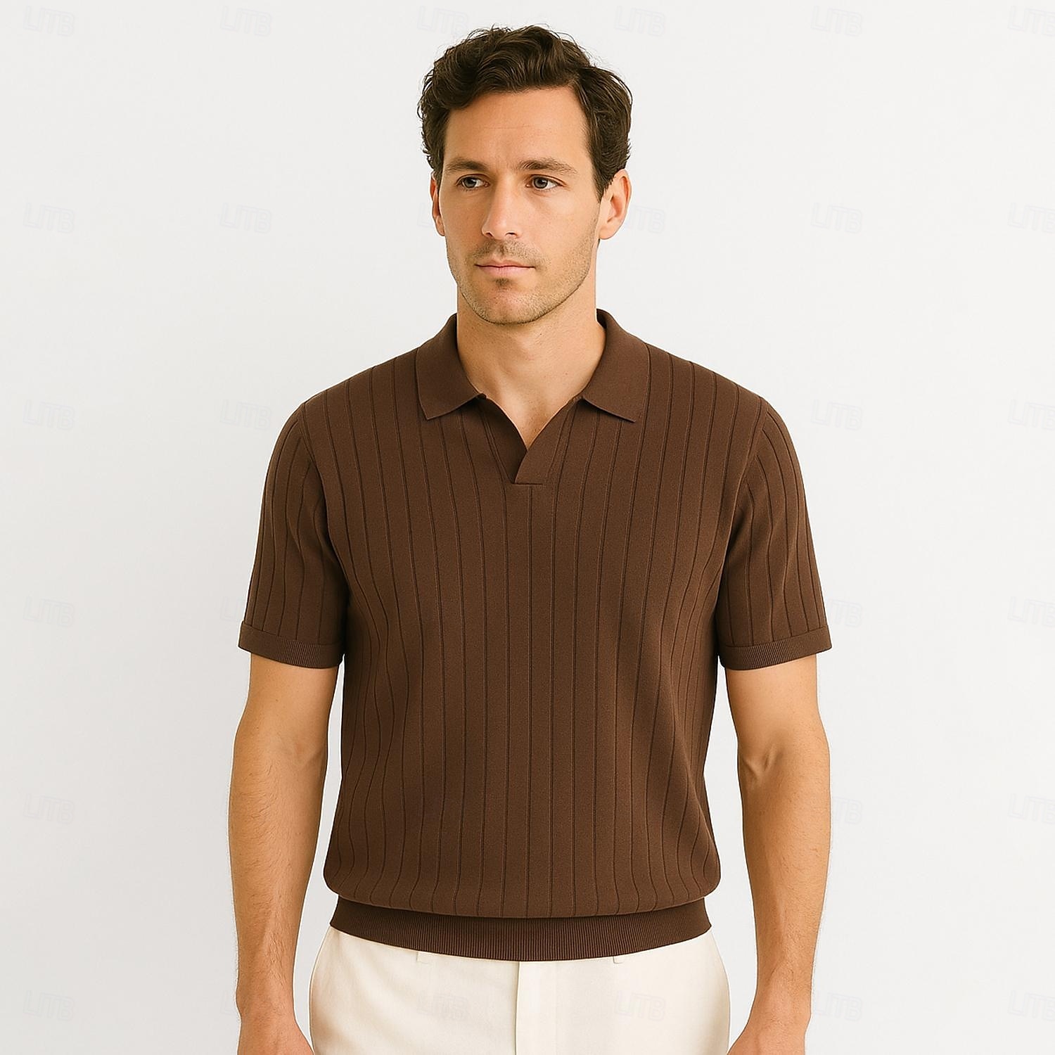 Per uomo Polo Maglione polo lavorato a maglia Affari Casuale Scollo a V Manica Corta Formale Tinta unica Novità Estate Tutte le stagioni Blu chiaro Cachi chiaro Nero Bianco Verde militare Caffè Polo del 2025 a $27.99 –P12