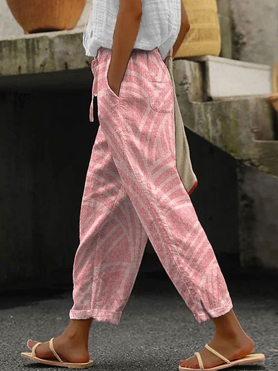 Femmes Moulant Élégant Vacances ancien Longueur complète Taille haute Graphique Rayé Impression Respirant Doux Micro-Élastique Extérieur Quotidien Tenue quotidienne Rose Claire Gris Été Printemps de 2025 ? $13.99 –P1