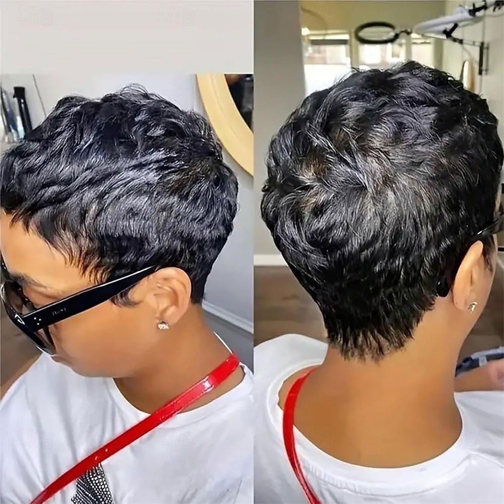 Pixie cut pruik synthetische pruik voor zwarte vrouwen zwarte kleur 2025 - $24.99 –P4